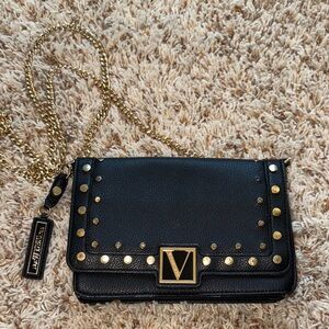 Victoria’s Secret Elegant Black and Gold Studded Crossbody Bag